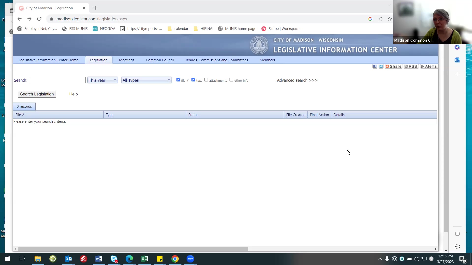 Council Office Using Legistar to locate files, meetings, and agendas